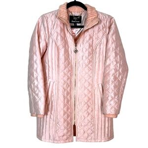 Dennis Basso Water Resistant Quilted Zip Front Jacket Pink XS EUC